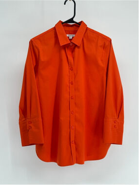Chico's Women's Orange Button Down Shirt Size 10